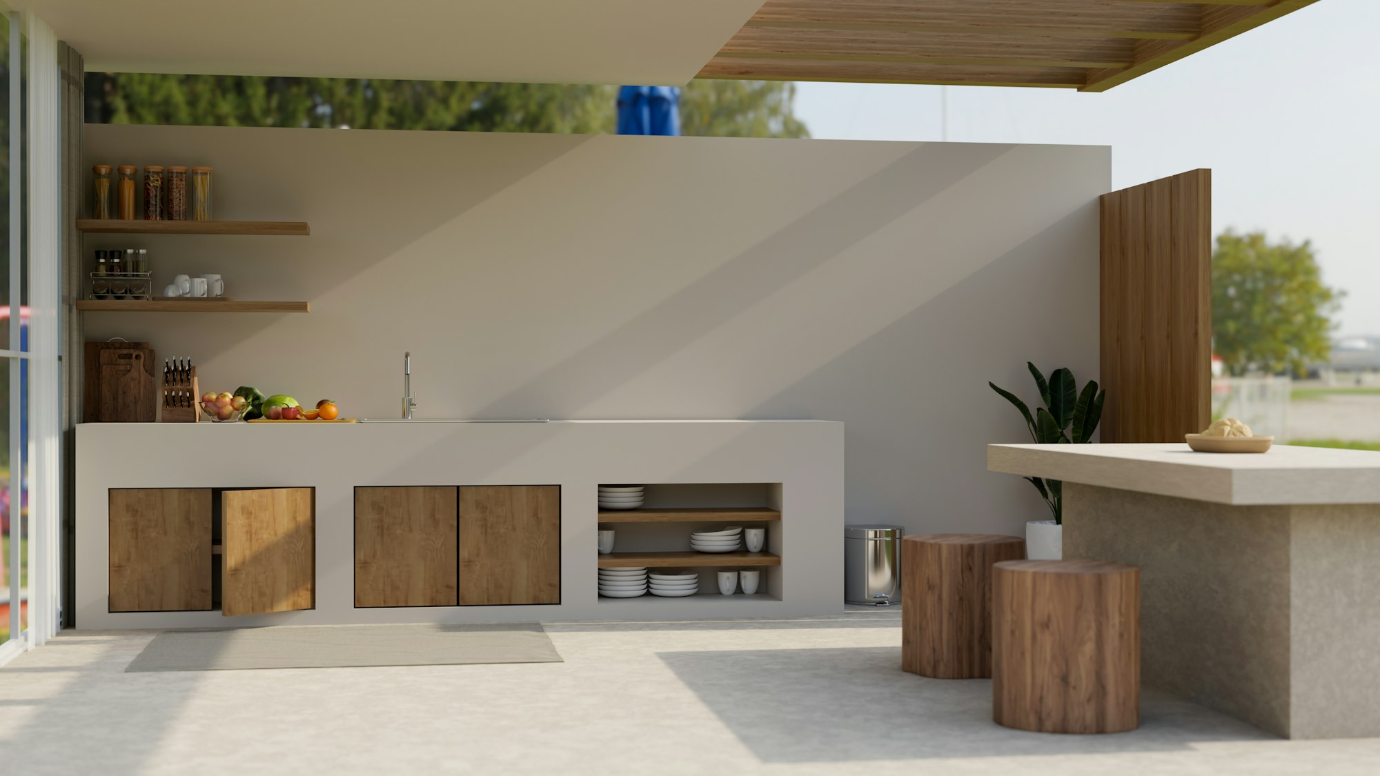 modern-outdoor-kitchen-exterior-design-in-wood-and-cement-material-with-kitchen-island